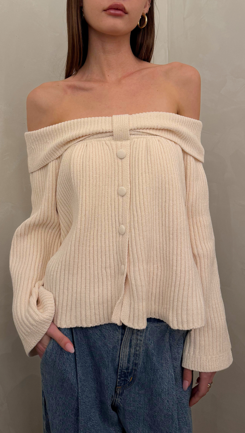 Paola Off Shoulder Sweater - Cream White