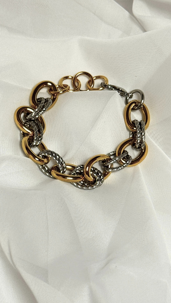 Chunky Link Bracelet - Stainless Steel/14K Gold