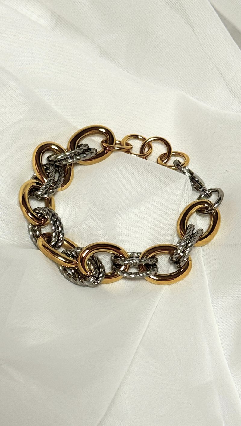 Chunky Link Bracelet - Stainless Steel/14K Gold
