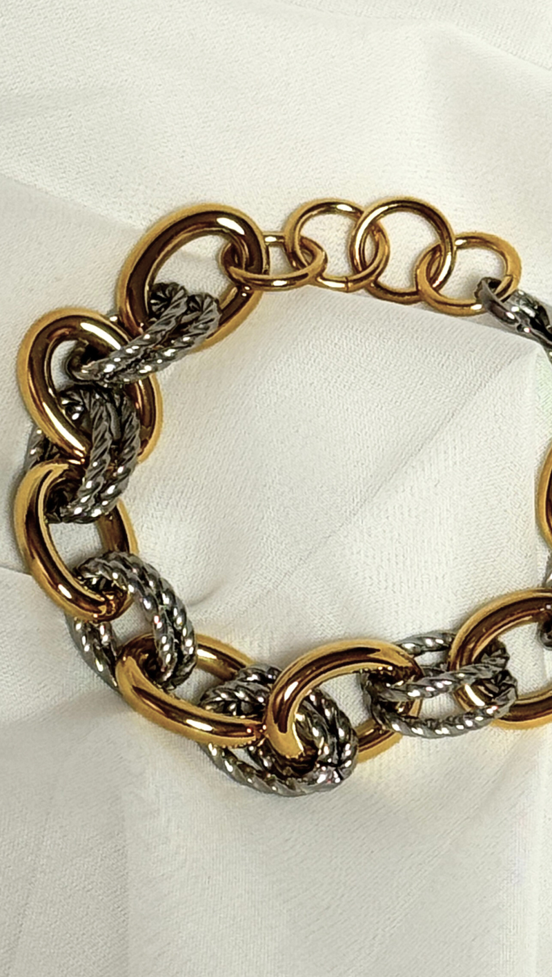 Chunky Link Bracelet - Stainless Steel/14K Gold