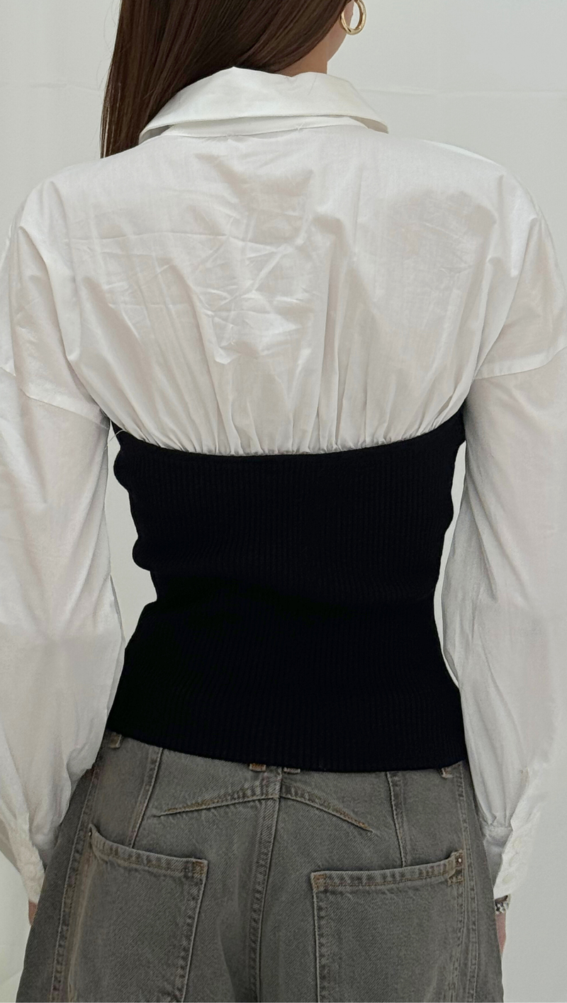 Annette Blouse - White/ Black