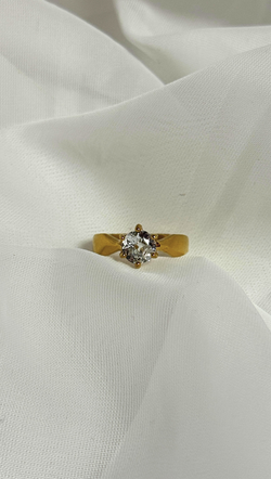 Thick Band Round CZ Stacking Ring - 14K gold Plated