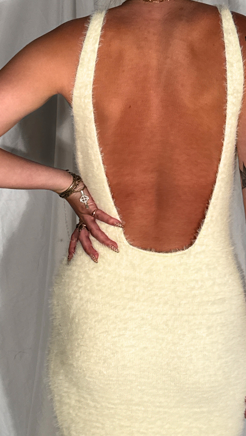 Wren Fuzzy Knit Maxi Dress - Cream