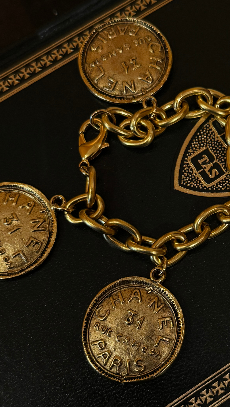 Chanel Stamped 5 Coin Bracelet