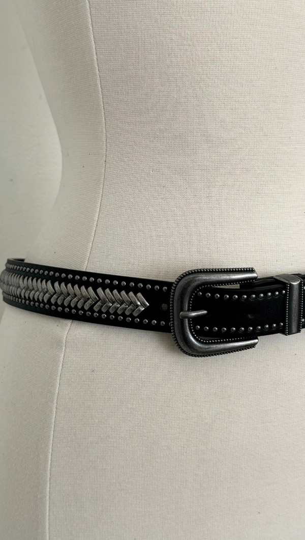 Chevron Studded Belt - Black