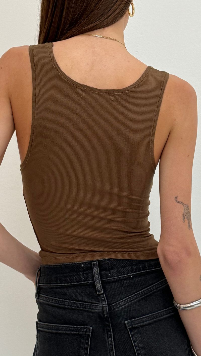 Ribbed Knit Tank - Mocha