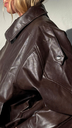 Blythe Leather Bomber - Brown