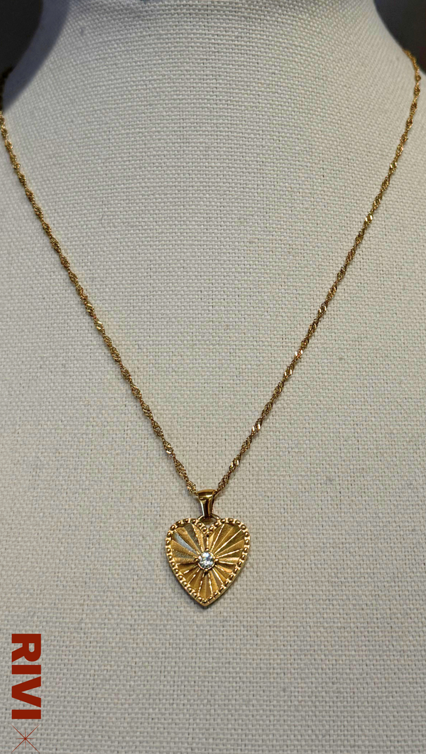 Isadora Heart Pendant Necklace - Gold Plated Stainless Steel