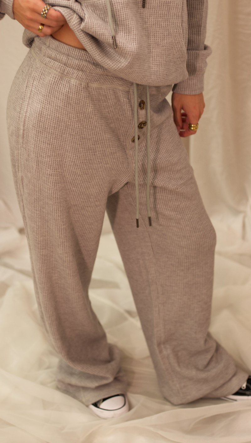 Paige Waffle Lounge Pants - Heather Grey