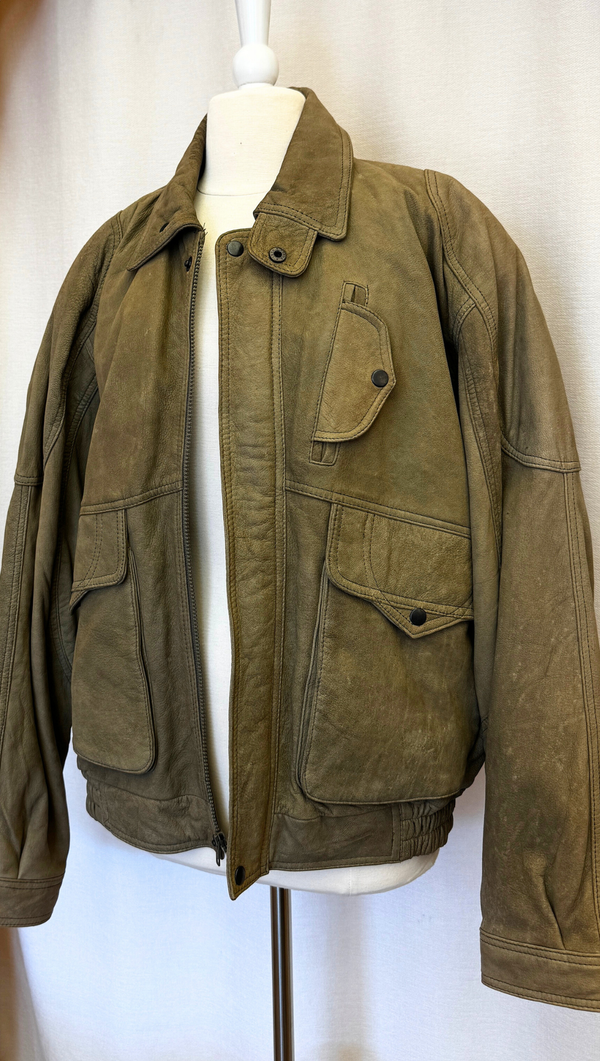 American Vintage Olive Bomber w Green Striped Lining OS