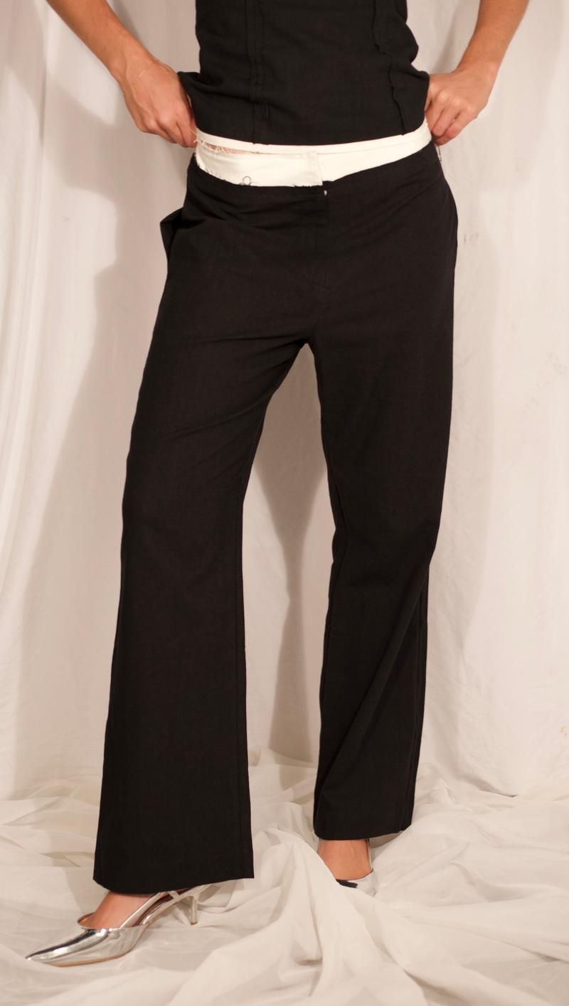 Devon Trousers - Black/Ivory