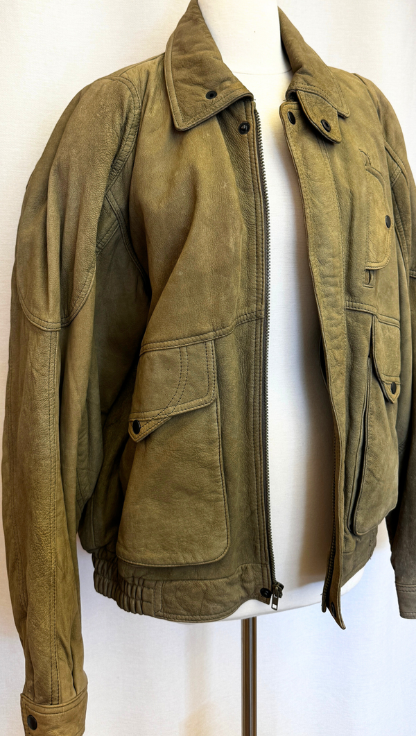 American Vintage Olive Bomber w Green Striped Lining OS