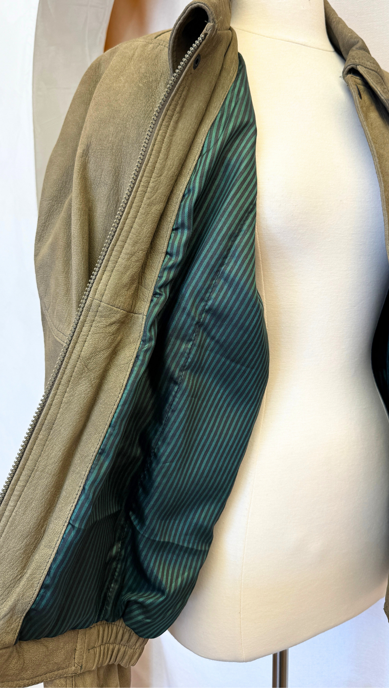 American Vintage Olive Bomber w Green Striped Lining OS