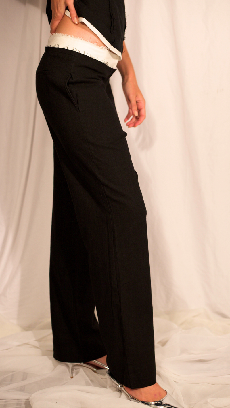 Devon Trousers - Black/Ivory