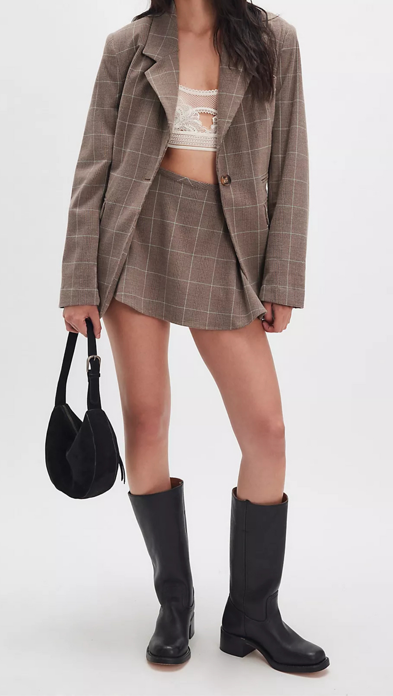 Paradise Found Menswear Skort- Chocolate Combo