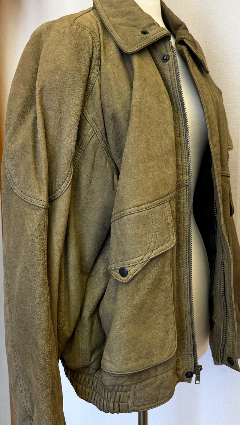 American Vintage Olive Bomber w Green Striped Lining OS