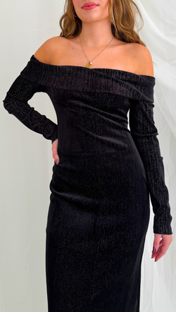 Katana Off Shoulder Midi Dress - Black Van De Vort Katana Off Shoulder Midi Dress - Black Van De Vort
