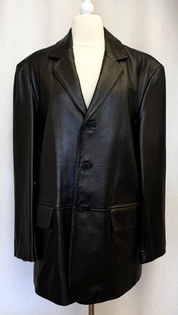 Wilson 90s Minimalism Black Leather Jacket OS