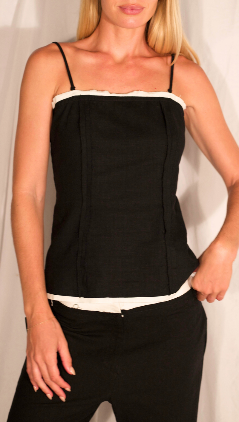 Devon Tank Top - Black/Ivory