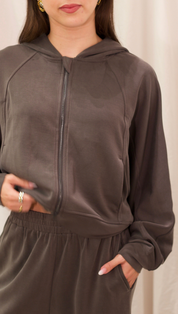 Rowyn Zip Up - Charcoal