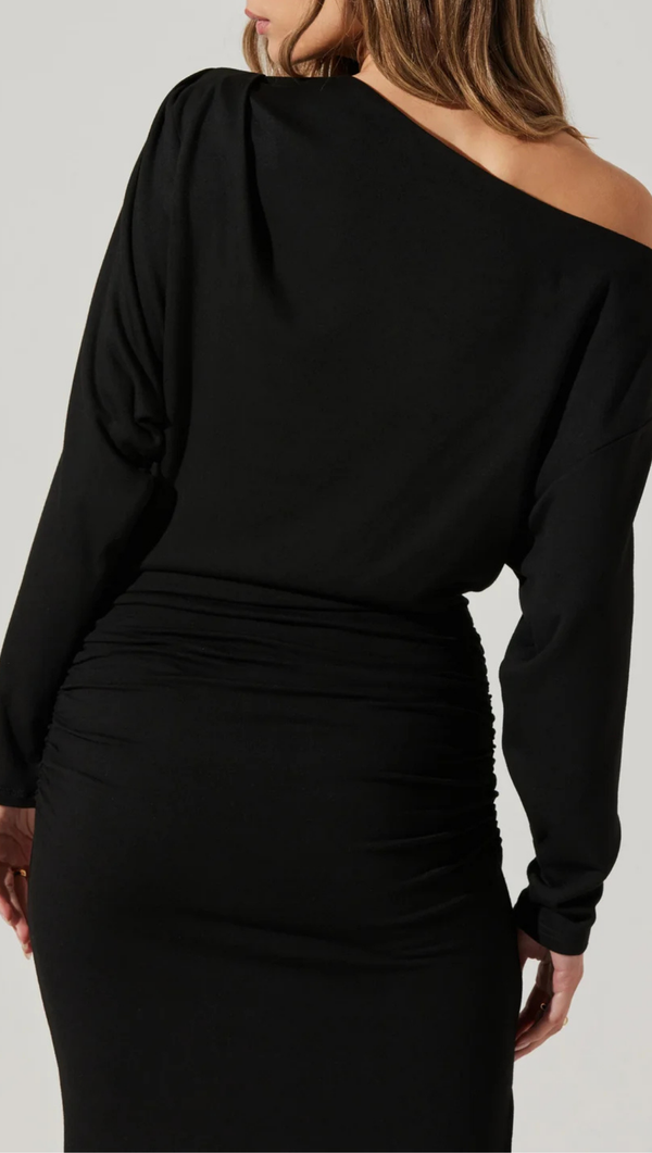 Nary Off Shoulder Midi Dress - Black