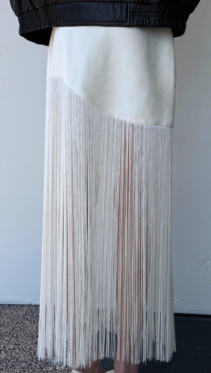 Arden Fringe Skirt - Cream