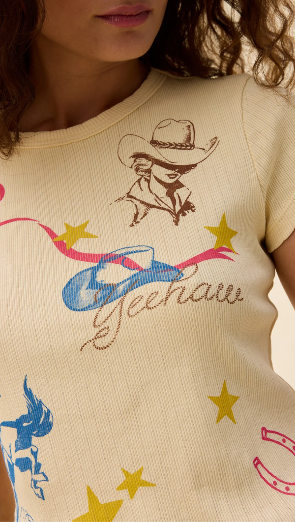 Western Flash Pointelle Tee - Butter Yellow