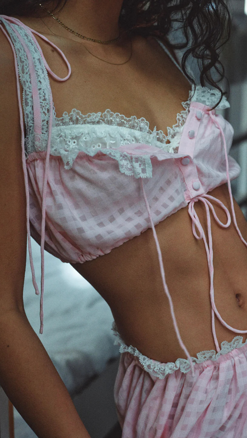Ginny Gingham Crop Top - Pink