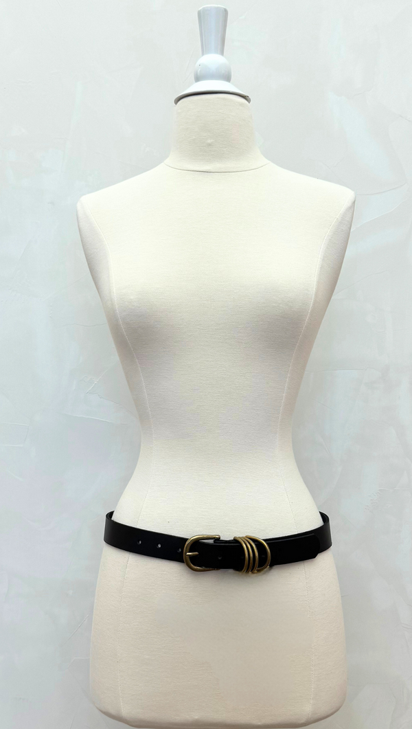 Multi Ring Staple Belt - Black/ Gold