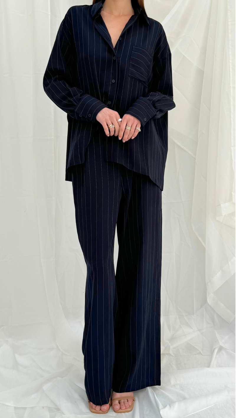 Stassi Trouser - Navy Pinstripe