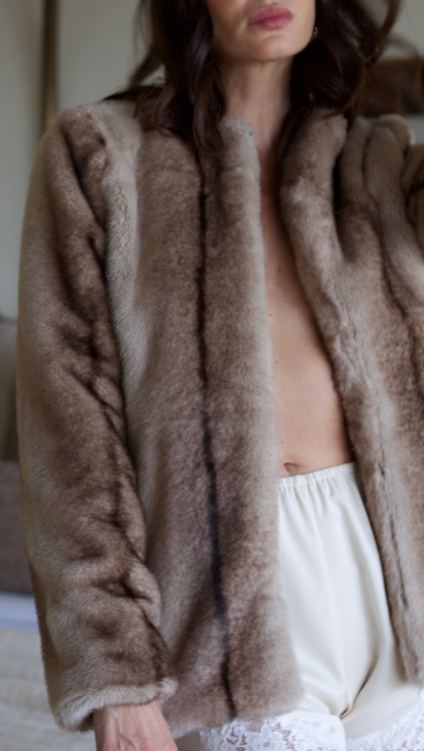 The City Faux Fur Jacket - Brown Multi