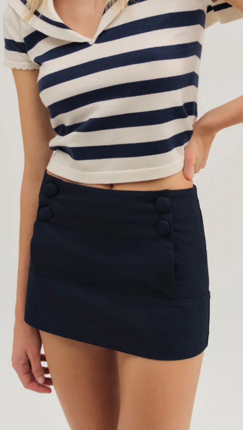 Cotton Twill Micro Skort - Navy
