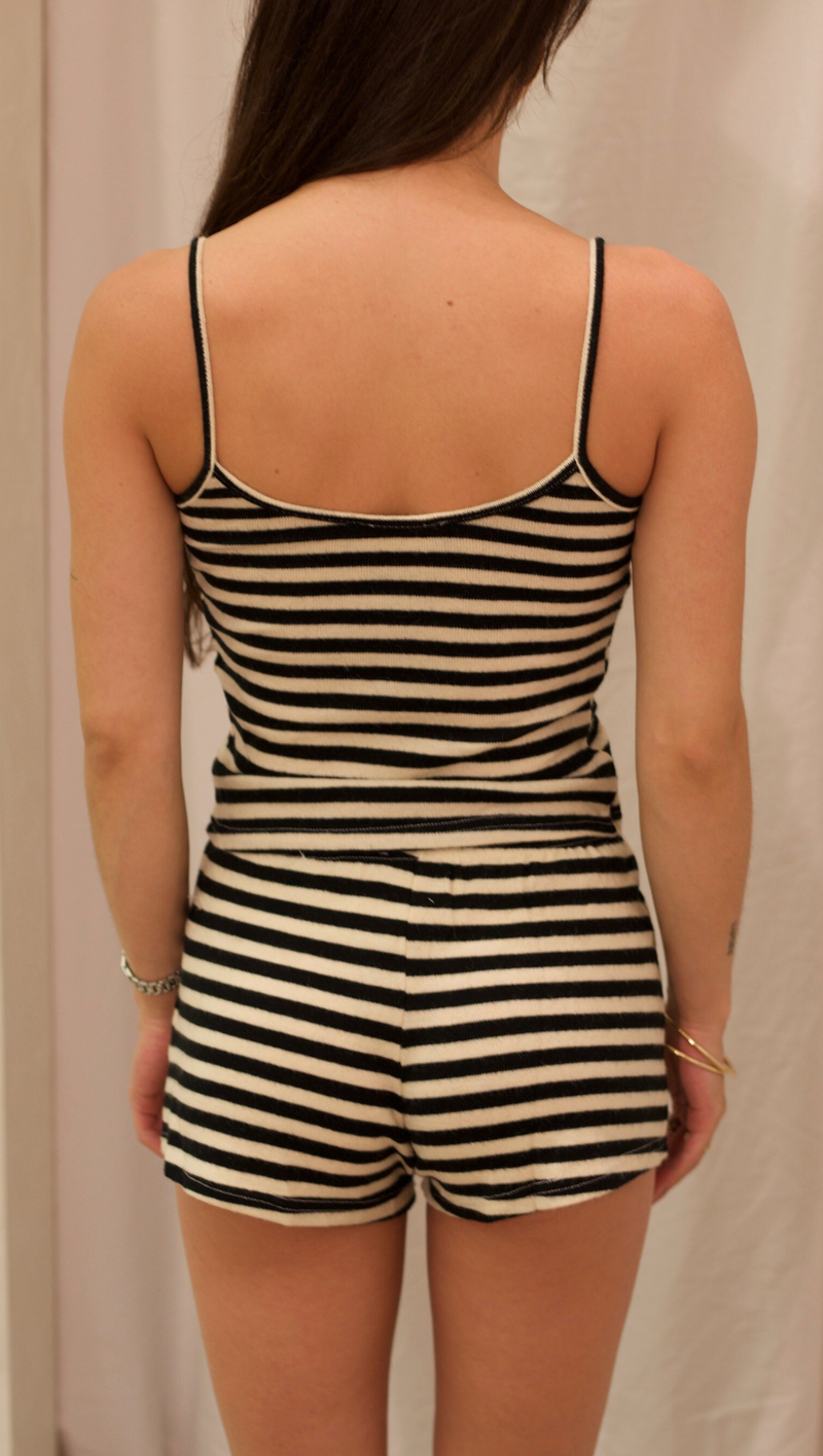 Delilah Striped Shorts- Black Stripe