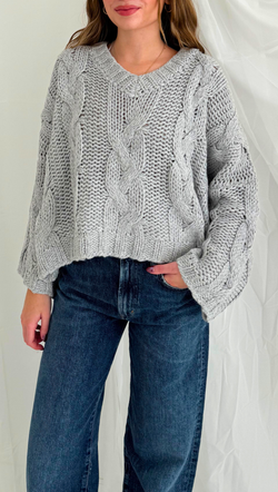 Elise Chunky Knit Sweater - Heather Grey