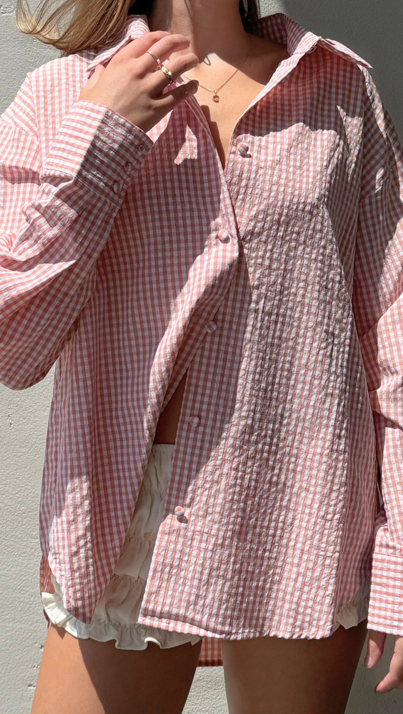 Napa Gingham Button Down -Pink