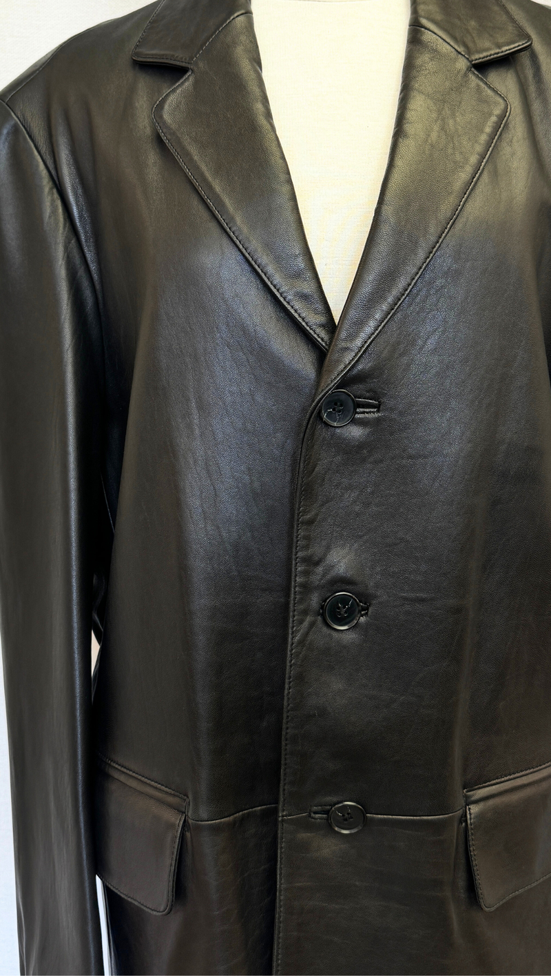 Wilson 90s Minimalism Black Leather Jacket OS