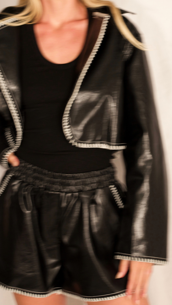 Kenny Cropped Leather Jacket - Black