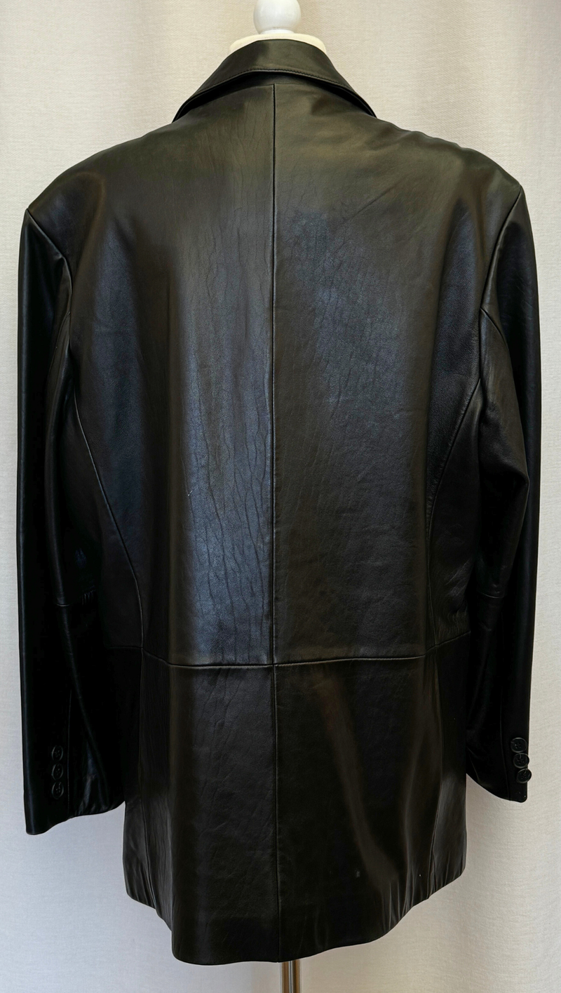 Wilson 90s Minimalism Black Leather Jacket OS