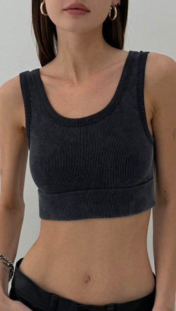 Cropped Bra Top - Black