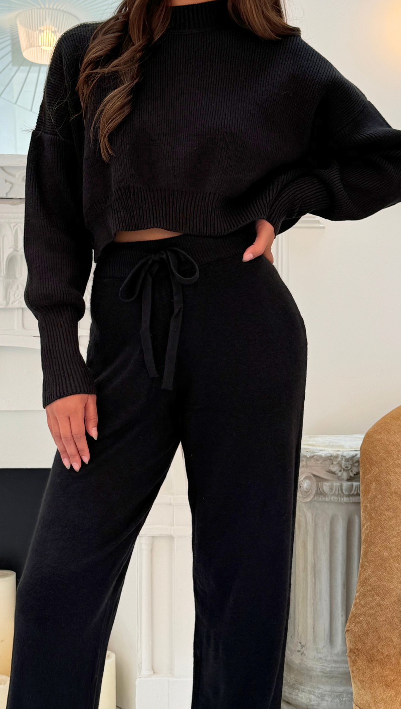 Ayla Wide Leg Pant - Black Cashmere