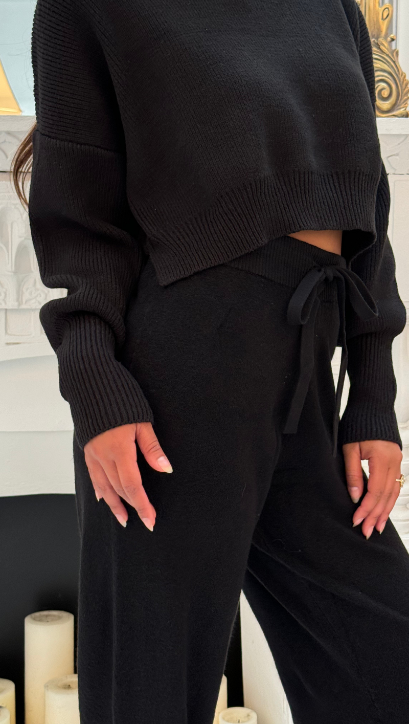 Ayla Wide Leg Pant - Black Cashmere