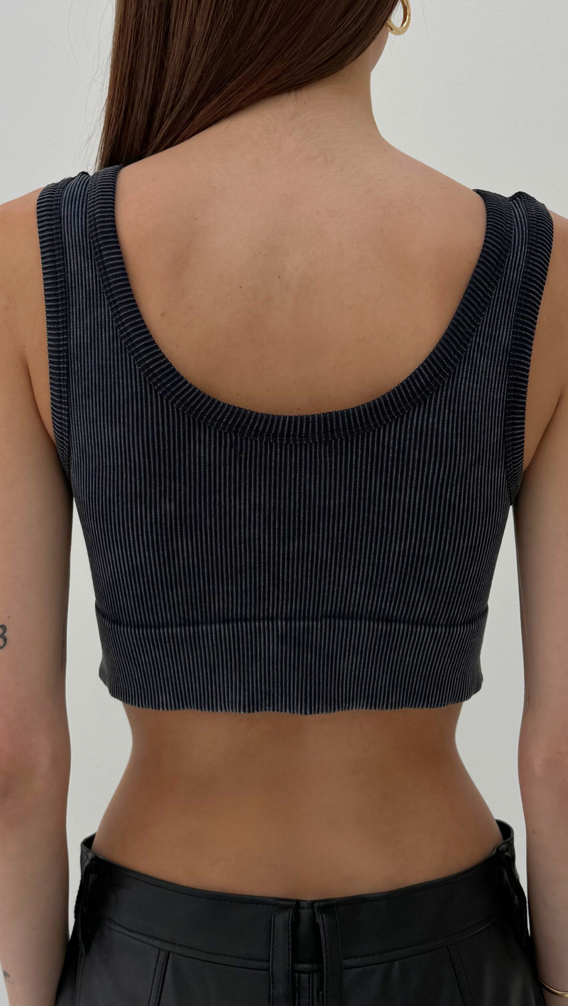 Cropped Bra Top - Black