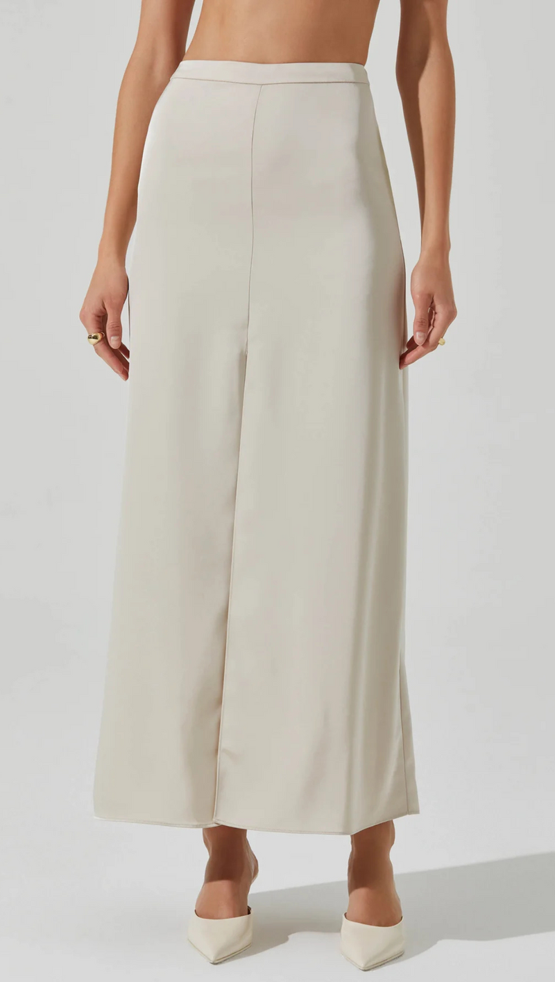 Vitella Satin Maxi Skirt - Ecru