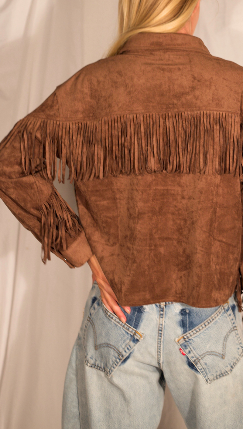 Remi Suede Fringe Jacket - Brown