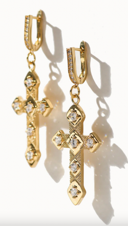 The Angel Cross Earrings - Gold