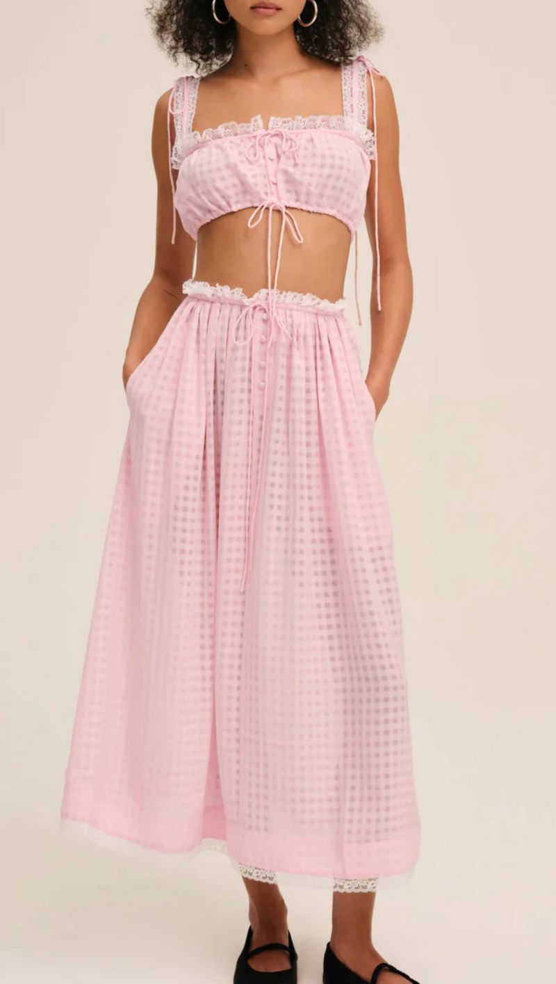 Ginny Gingham Crop Top - Pink