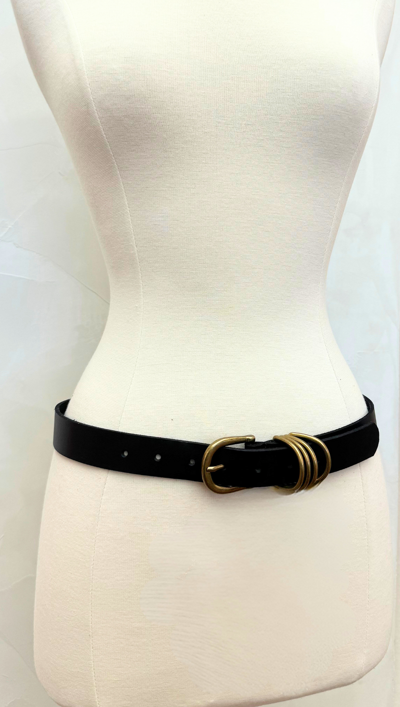 Multi Ring Staple Belt - Black/ Gold