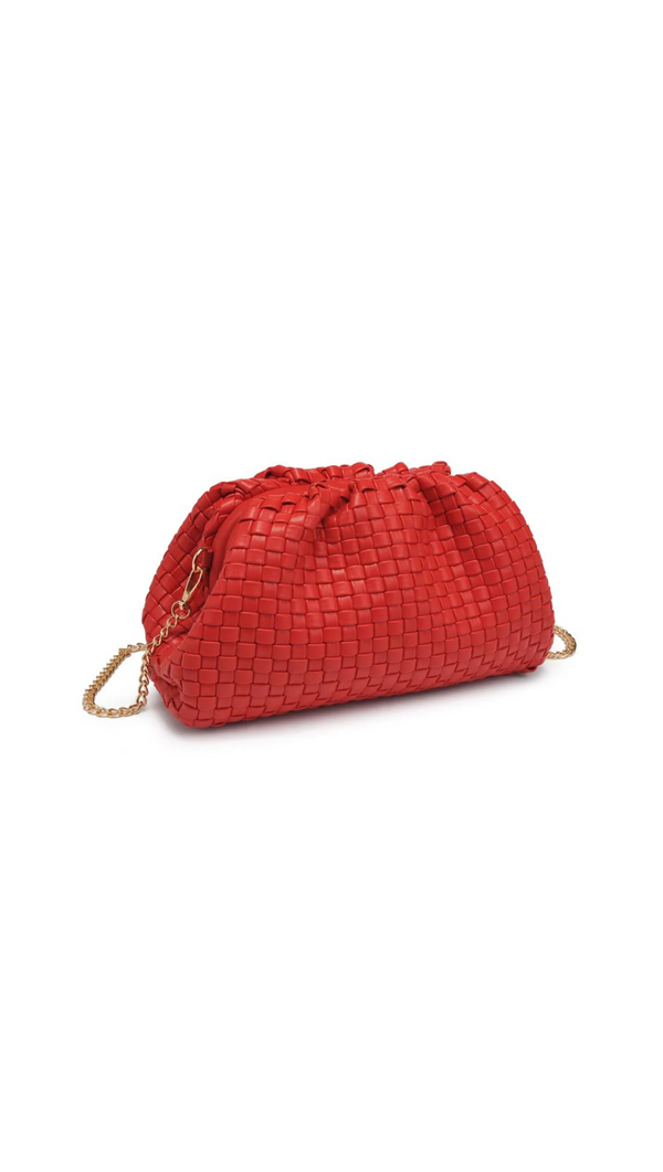Tate Woven Clutch - Red
