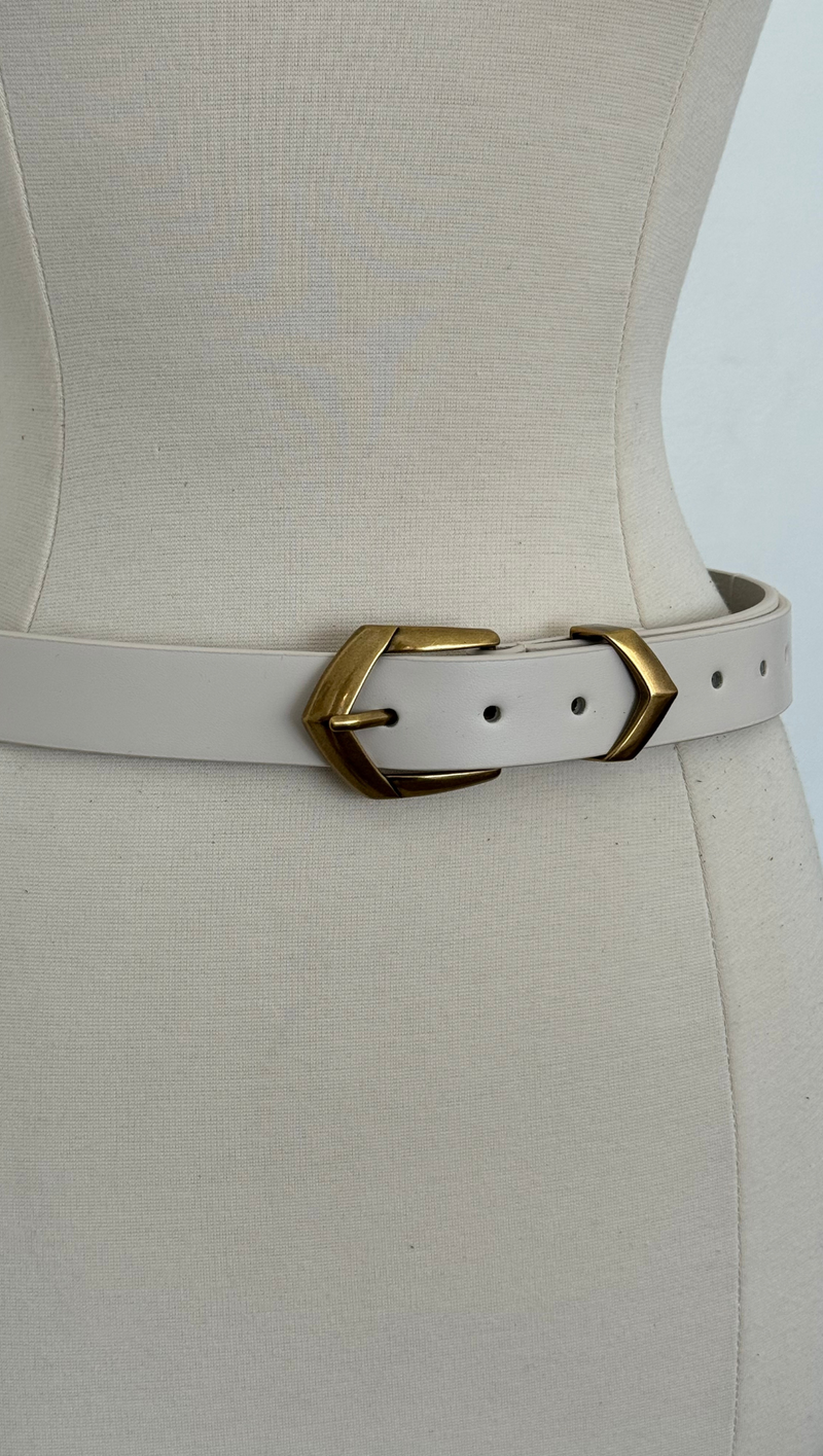 Boho Triangular Buckle Belt - Beige