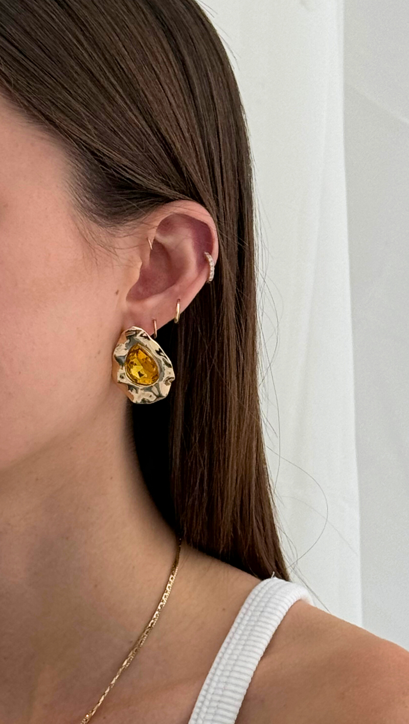 Teardrop Gemstone Earring - Citrine